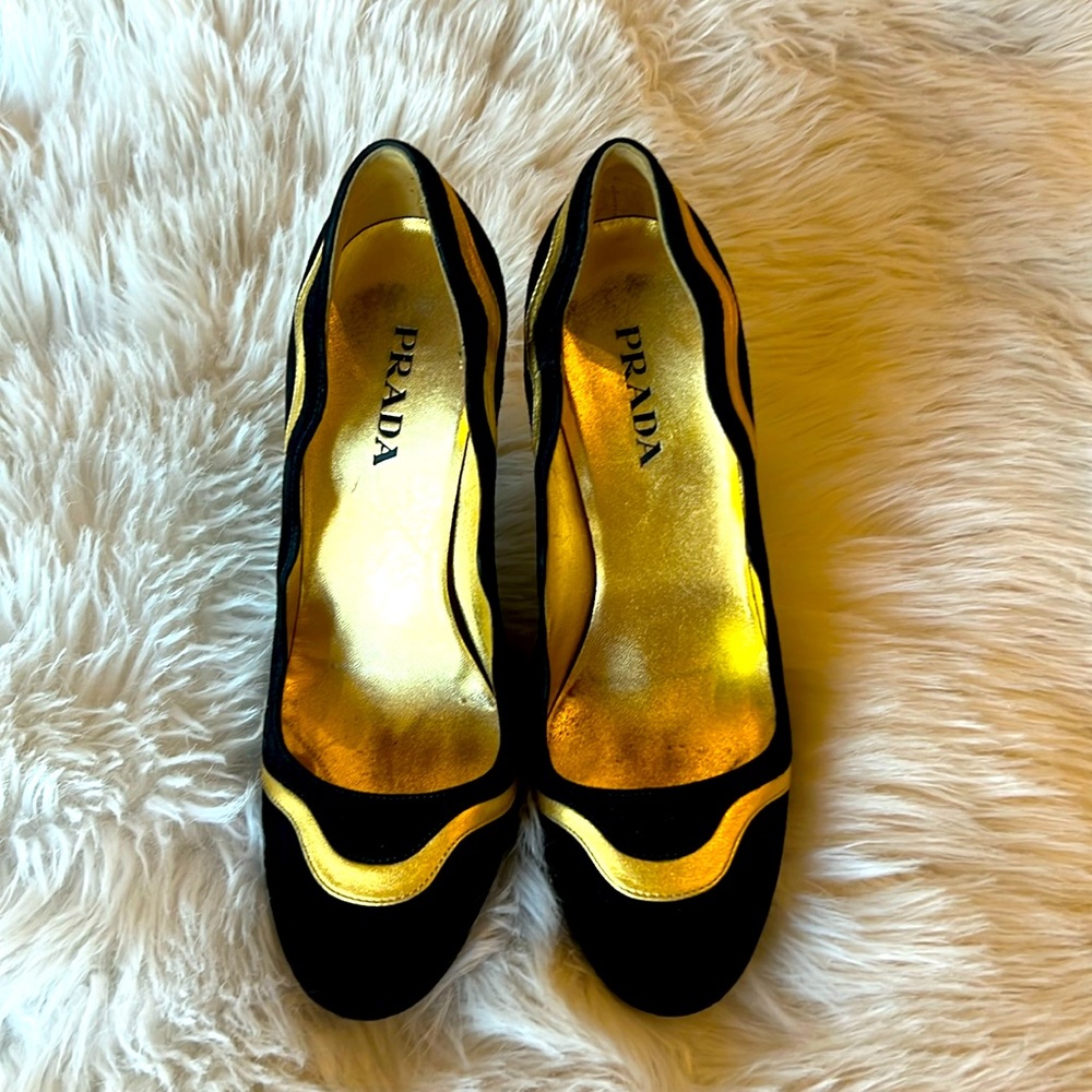 Prada Gold Wave Pumps